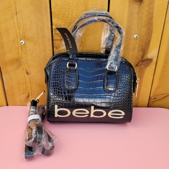 New bebe Fabiola Mini Croco Crossbody Black - Picture 1 of 14